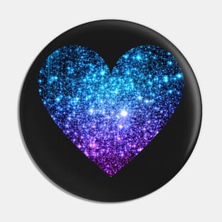 Teal and Purple Ombre Faux Glitter Heart Pin