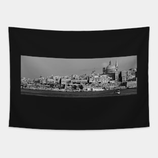 Valetta Panorama over Marsmaxett Harbor, Malta. BW Tapestry