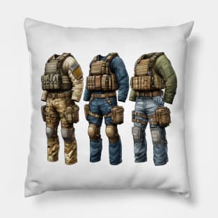 Tactical Gear Fusion Tee: Where Fashion Meets Urban Warfare Pillow