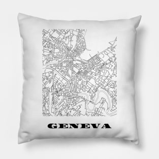 Map of Geneva Switzerland Minimalist Line Drawing Pillow