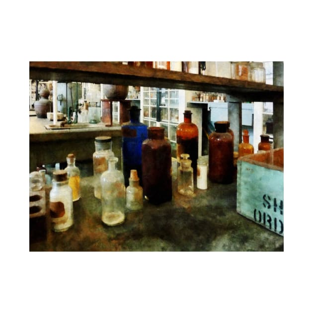 Chemistry - Assorted Chemicals in Bottles by SusanSavad