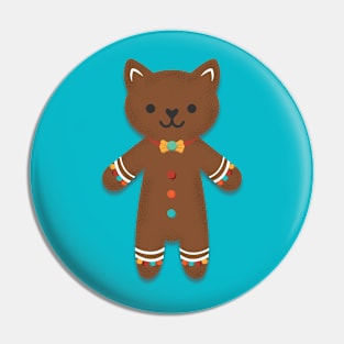 Gingbread Candy Bowtie Cat Pin