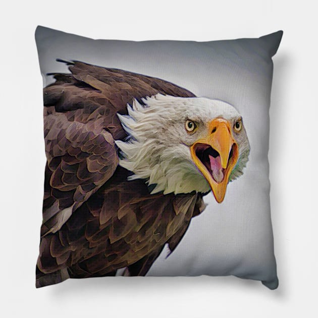 Bald Eagle Design Pillow by PhotoArts