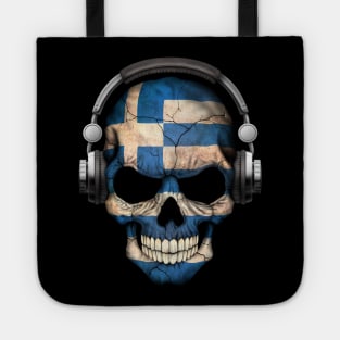 Dark Skull Deejay with Greek Flag Tote