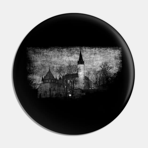 Eerie old castle Pin by Creative Art Store