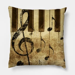 Vintage music notes and piano keys Pillow