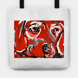 Yellow Lab in Red Tote