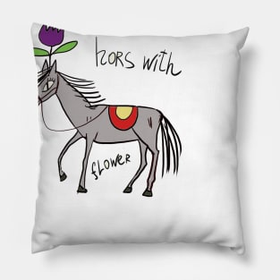 Horse with flowers Pillow