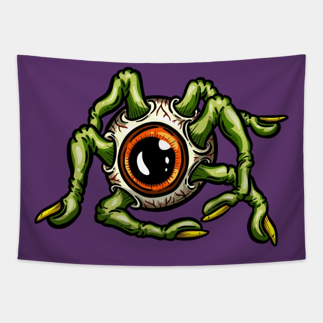 Eyeball Spider Fingers Weird Art Tattoo Cartoon Style Eye Green Tapestry by Squeeb Creative