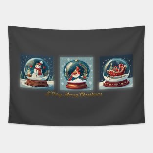 Three Christmas Snow Globes Tapestry