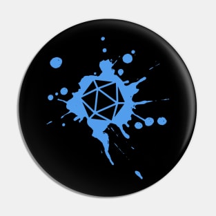Blue 20 Sided Dice Paint Splatter Spraypaint Dungeons Crawler and Dragons Slayer Tabletop RPG Addict Pin