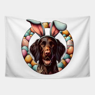 German Longhaired Pointer Enjoys Easter with Bunny Ears Tapestry