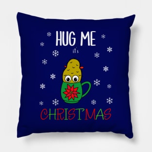 Hug Me It's Christmas - Small Christmas Cactus In Poinsettia Mug Pillow