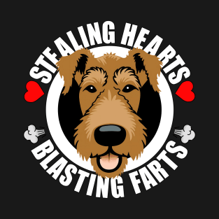 Funny Airedale Terrier Stealing Hearts Blasting Farts T-Shirt