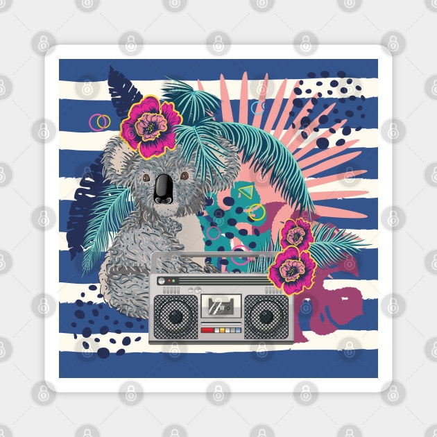 Cute koala with boombox Magnet by AnnArtshock