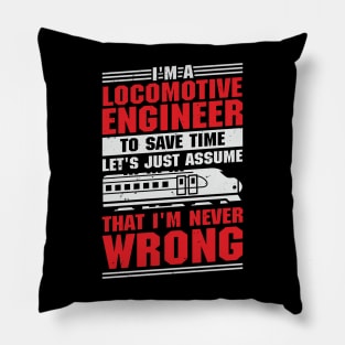 Funny Train Engineering Locomotive Engineer Gift Pillow