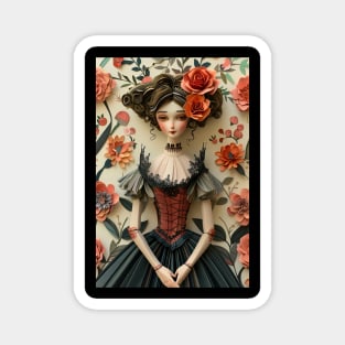 Cute paper doll in Victorian dress Magnet