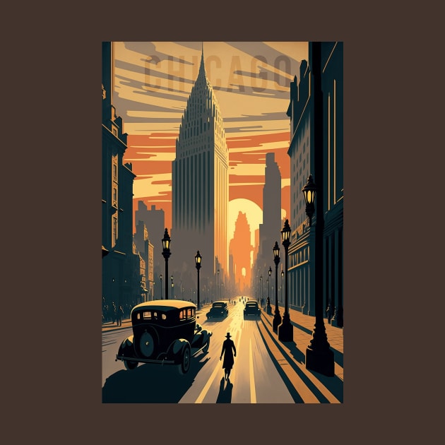 1930s Chicago Sunset by Abili-Tees