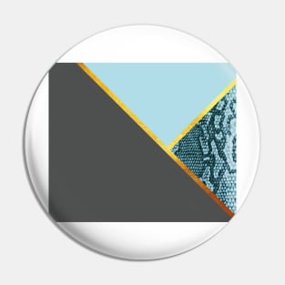 Abstract snake print, color blocking blue, grey Pin