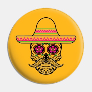 Halloween Skull With Mexican Hat Pin