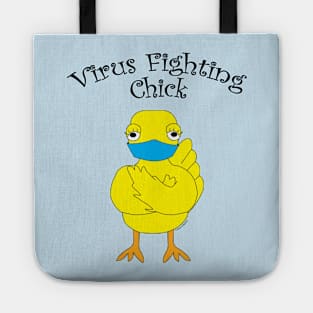 Virus Fighting Chick Curved Text Tote