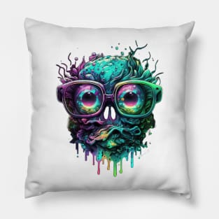 Psychedelic, melting Head Monster Pillow