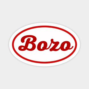 Funny Red Cursive Letters 'Bozo' Retro/Vintage Mechanic Style Name Tag Magnet