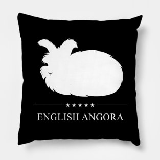 English Angora Rabbit White Silhouette Pillow