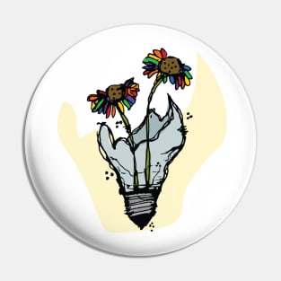 Light bulb with pride month flowers Pin