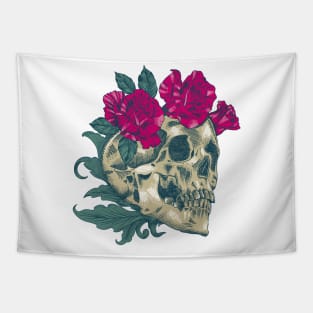 Skull And Roses Tapestry