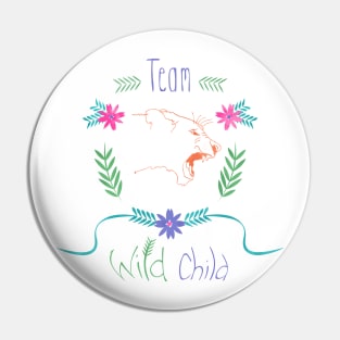 Wild Child Lioness Shield Floral Crest Pin