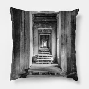 Endless Portals, Angkor Wat - BW Pillow