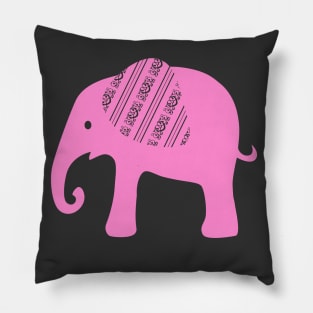 Pink Graphic Elephant Silhouette Pillow