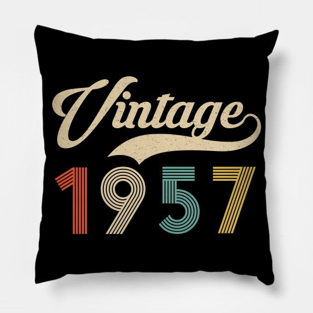 Retro Vintage 1957 63rd Birthday - Vintage Classic 63 Years Old Pillow by Merchofy