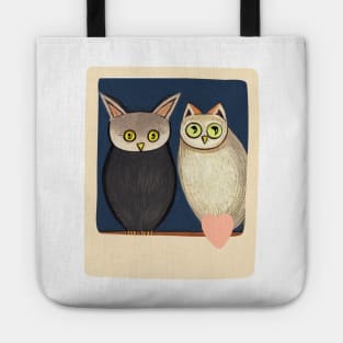 A Cat and An Owl Funny Pet Owner Love Frame Tote