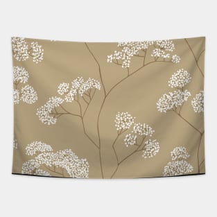 Bushes of small white flowers pattern Tapestry