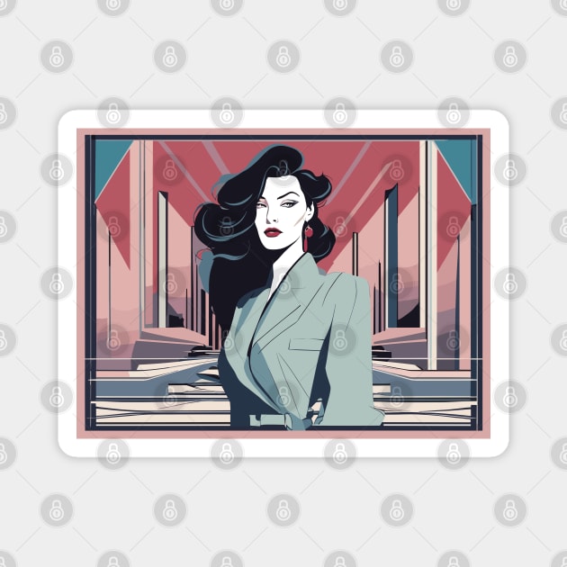 Auroralite Art Deco Patrick Nagel 80s Magnet by di-age7