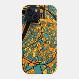 Antwerp Map Pattern in Orange & Teal Phone Case