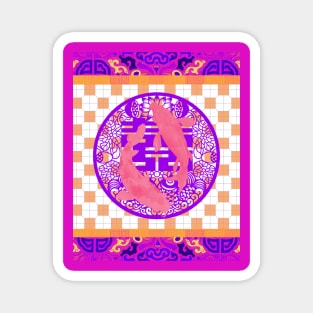 Double Happiness Koi Fish #1 with Purple Symbol - Hong Kong Pop Art Magnet