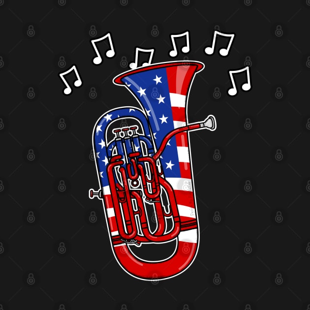 4th July Euphonium American Flag Brass Musician by doodlerob