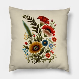 Folk Art Pressed Flowers Pillow