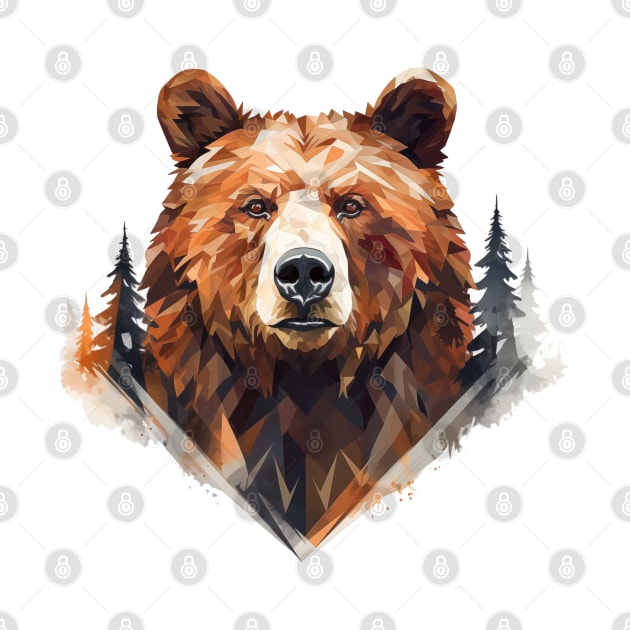 Geometric Grizzly Bear by The Art Mage