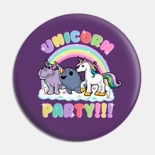 Unicorn Party Narwhal Hippopotamus Hippo Pin