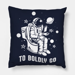 Poopin Astronaut Boldly Go Funny Space Gift Pillow