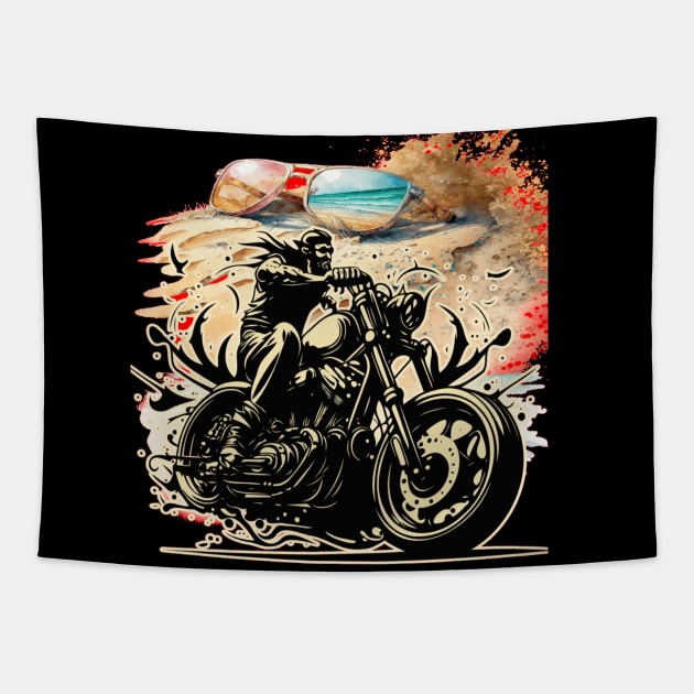 Let's Live, Vintage Motorcycle ,American customs Tapestry by Customo