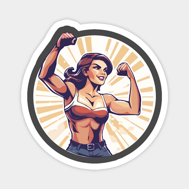 Girl power symbol vector logo Magnet by Creative Art Store