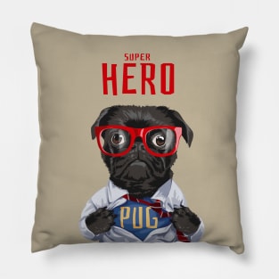 Super Hero Pug Dog Pillow