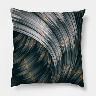 Fountain Flux Noir Metallic Abstract Minimal Artwork Pillow