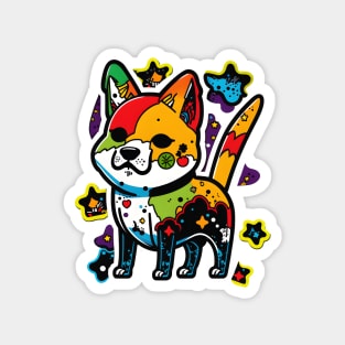 Adorable Zombie Shiba Inu Alien Cartoon for Dog and Sci-Fi Lovers Magnet