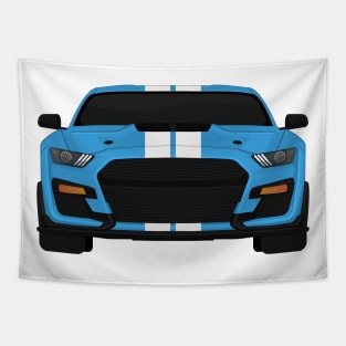 Shelby GT500 2020 Velocity-Blue + White Stripes Tapestry